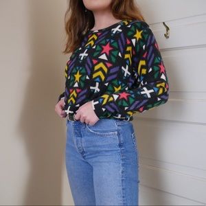 80s/Retro Colorful Neon Sweater